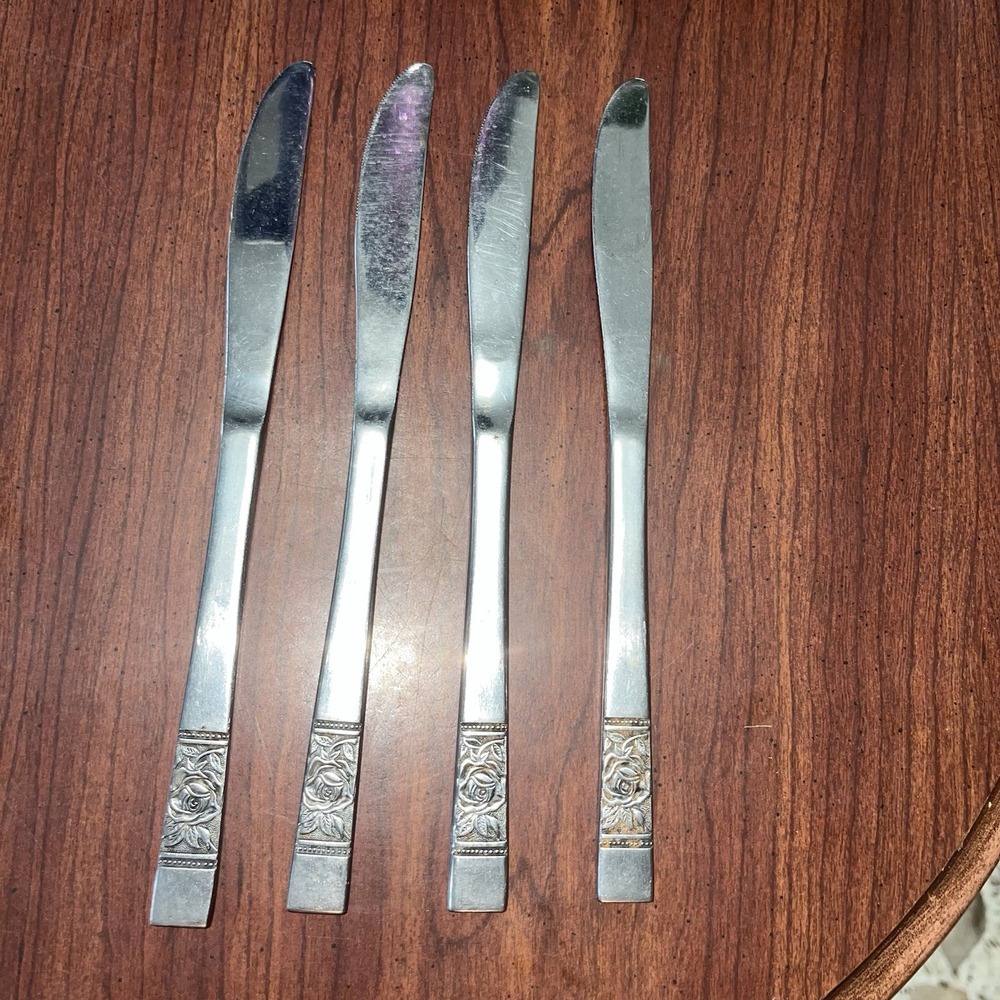NATIONAL STAINLESS "LAUREEN"‎ SET OF 4 DINNER KNIVES ROSE Korea